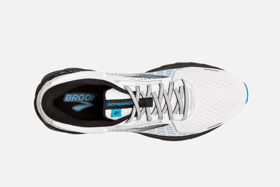 Brooks Running Shoes - Adrenaline GTS 21 Road Mens - White/Black/Blue - IHT-095674